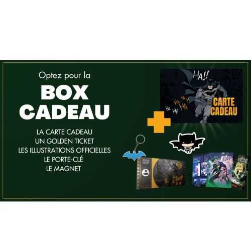 Coffret cadeau Batman Escape avec objets collector, missions d'escape game excitantes, idéal pour fans du Chevalier Noir et amateurs d'énigmes.