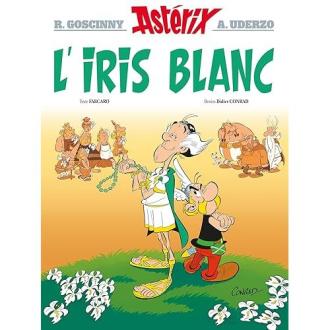 Album BD Astérix L'Iris Blanc, aventure gauloise humoristique et intemporelle idéale cadeau pour tous âges.