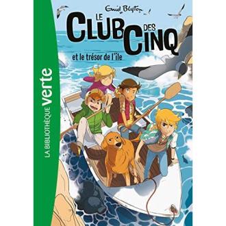 Premier tome du Club des Cinq et trésor de l'île pour jeunes passionnés d'aventure et amitié.