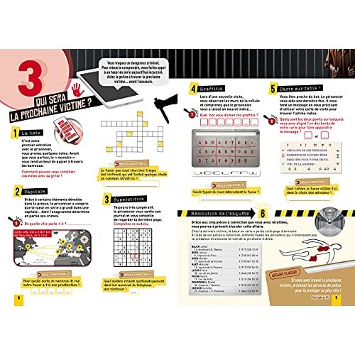 Cahier de vacances pour adultes avec 19 enquêtes policières, explorez des mystères, idéal pour amateurs de romans policiers et thrillers psychologiques.