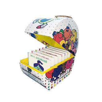 Coffret collector Monsieur Madame, sept histoires éducatives et humoristiques, décoration colorée pour enfants et adultes nostalgiques, cadeau idéal toutes occasions.