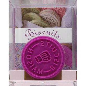 Tampon personnalisé pour biscuits maison avec livre de recettes Larousse.