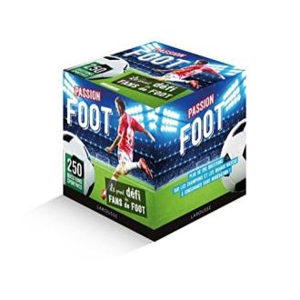 Quizz Passion Foot Larousse avec 250 questions football, idéal pour soirées familiales ou entre amis, cadeau parfait pour fans de football.