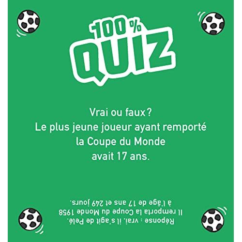 Jeu de société familial Quiz 100% FOOT avec cartes de questions pour amateurs de football.