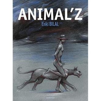 Couverture de la bande dessinée Animal'z par Enki Bilal, univers post-apocalyptique captivant, cadeau idéal pour amateurs de science-fiction et d'art.