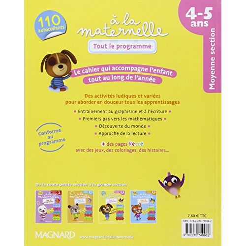 Livre d'activités éducatif pour enfants de 4 à 5 ans, développement compétences essentielles, amusant et stimulant, recommandé pour moyenne section.