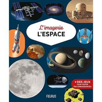 Livre 'L'imagerie de l'espace pour enfants' par Marie-Renée Guilloret avec illustrations éducatives et ludiques sur l'astronomie.