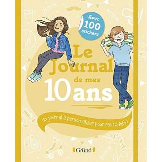 Journal créatif et interactif pour enfants, souvenir des 10 ans avec activités et espaces pour dessins et photos.