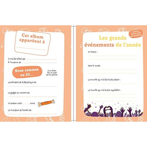 Journal créatif et interactif pour enfants, souvenir des 10 ans avec activités et espaces pour dessins et photos.