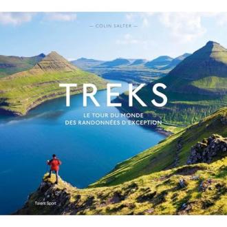 Livre Treks illustré, guide des randonnées inoubliables autour du monde, idéal pour amoureux de la nature et aventuriers en quête d'évasion.