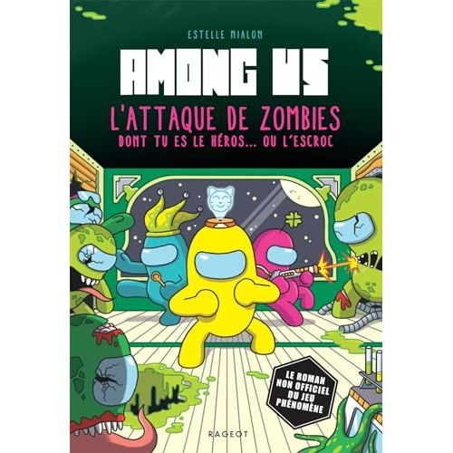 Livre jeu interactif Among Us pour enfants, aventure zombie sur vaisseau spatial. Cadeau idéal, stimule imagination et stratégie, 8-12 ans.