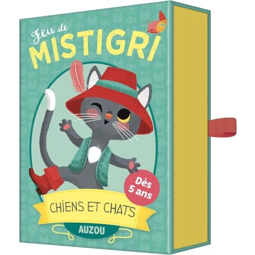 Jeu de cartes Mistigri, illustrations d'animaux, version moderne du pouilleux, adapté aux enfants dès 4 ans, stimule mémoire et attention.