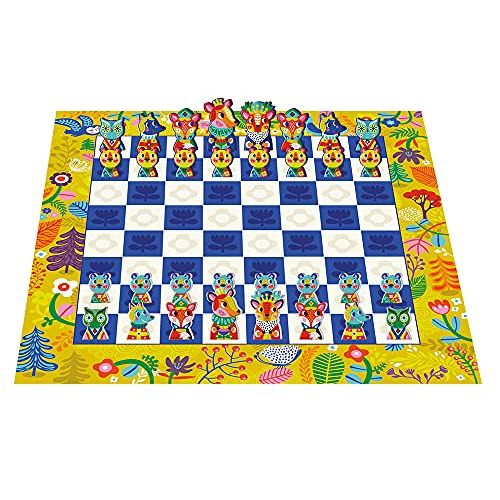 Jeu d'échecs pour enfants avec pièces en forme d'animaux et plateau double face par Auzou