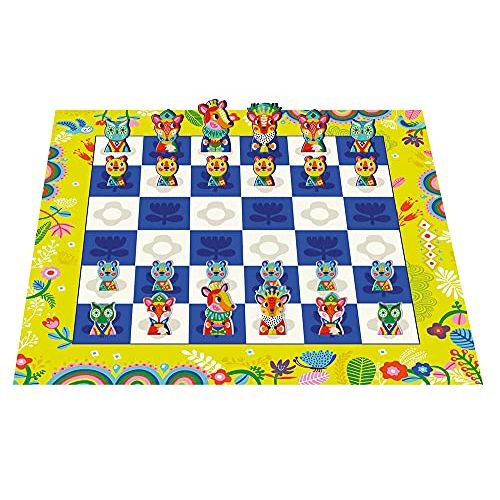 Jeu d'échecs pour enfants avec pièces en forme d'animaux et plateau double face par Auzou