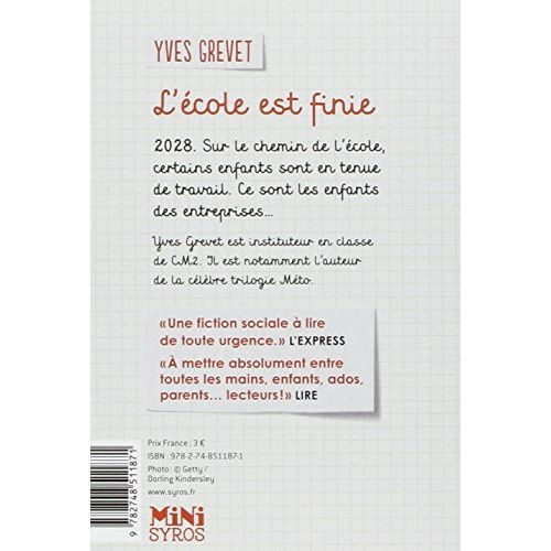 Roman captivant L'école est finie : dystopie où les élèves sont prisonniers d'une école, quête de liberté, suspense et intrigue.