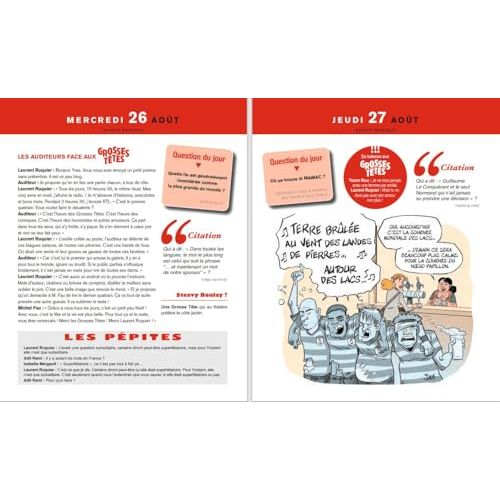 Almanach des Grosses Têtes: moments drôles, citations et défis de l'émission Laurent Ruquier pour des journées pleines de rires et de bonne humeur.