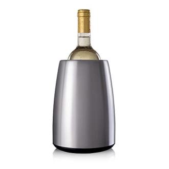 Seau à vin design en acier brossé avec poche réfrigérante amovible pour amateurs de vin et champagne.