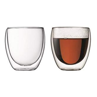 Verres Bodum double paroi en verre borosilicate pour boissons chaudes/froides avec coffret cadeau élégant.