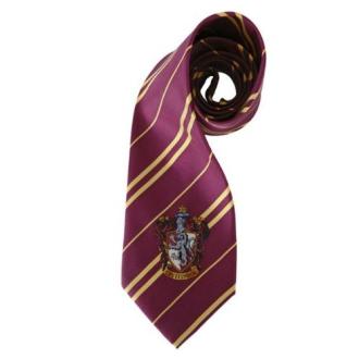 Cravate Gryffondor Harry Potter en soie rouge avec blason pour fans