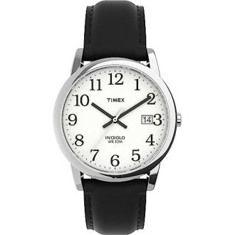 Montre Timex en cuir noir, boîtier doré, élégante et fonctionnelle.