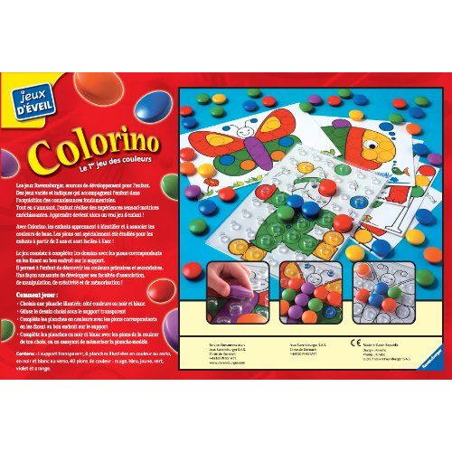 Jeu Colorino Ravensburger pour enfants 2+, apprentissage des couleurs, créativité, motricité, idéal cadeau éducatif et ludique