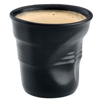 Tasse expresso Revol noire design froissé en porcelaine pour cadeau original.