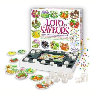 Jeu Loto des Saveurs Sentosphère, exploration gustative pour enfants et familles, 30 saveurs amusantes, éducatif, idéal cadeau moments partagés.