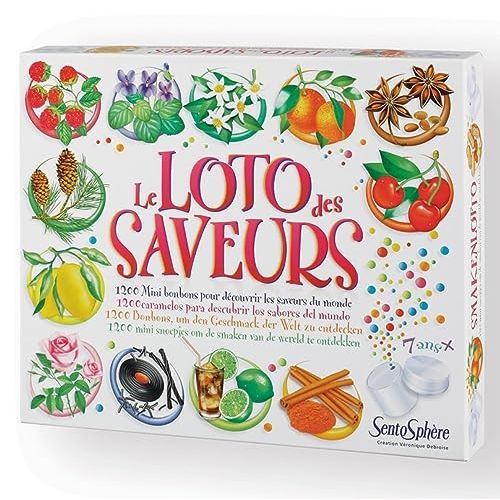 Jeu Loto des Saveurs Sentosphère, exploration gustative pour enfants et familles, 30 saveurs amusantes, éducatif, idéal cadeau moments partagés.
