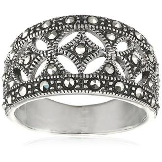 Bague Argent Marcassite pour femme - Design élégant avec cristaux de marcassite et coffret-cadeau luxueux - Idée cadeau parfaite pour les femmes sophistiquées.