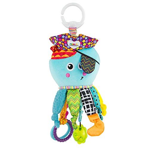 Peluche pieuvre Lamaze colorée et texturée avec anneaux – cadeau idéal bébé garçon.