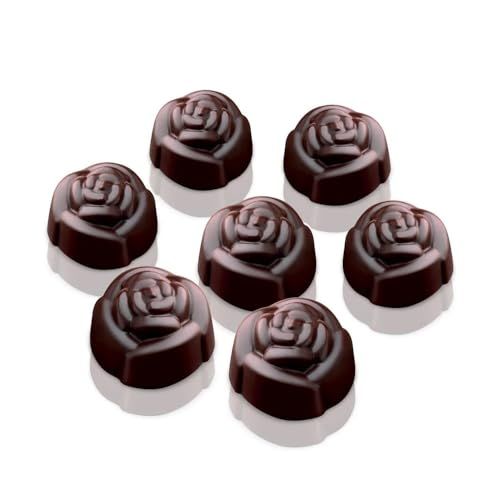 Moule en silicone pour chocolats maison en forme de roses, démoulage facile, nettoyage pratique, idéal pour cadeau créatif.