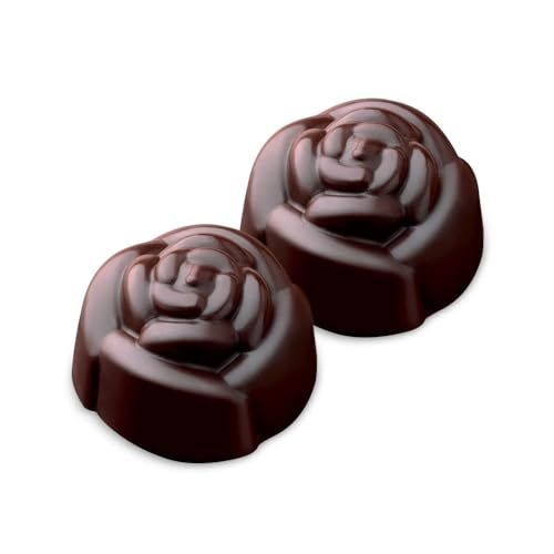 Moule en silicone pour chocolats maison en forme de roses, démoulage facile, nettoyage pratique, idéal pour cadeau créatif.