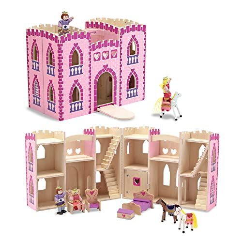 Château pliable princesse Melissa & Doug avec prince, personnages et meubles pour jeu créatif
