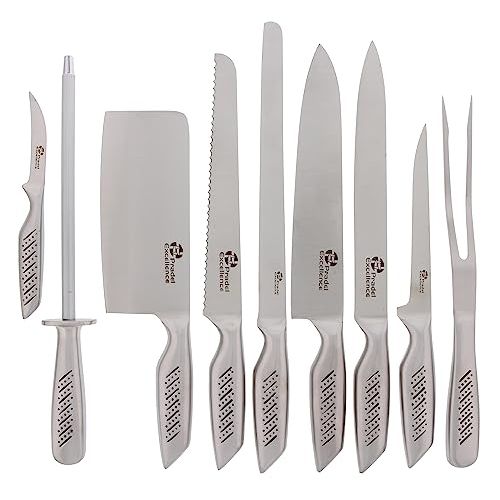 Sacoche Pradel Excellence avec 9 couteaux de cuisine professionnels pour gastronomes.