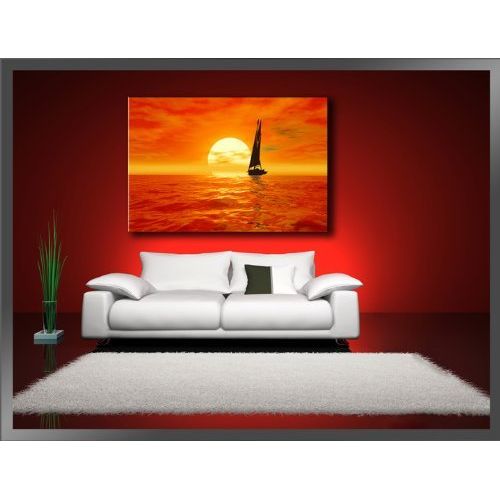 Tableau sur toile Voilier - Coucher du Soleil - Décoration haut de gamme - Livraison rapide - Disponible en stock