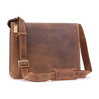 Sac Gibecière de travail Visconti en cuir véritable, idéal pour professionnels modernes, design élégant avec laiton antique, pratique et spacieux, idée cadeau parfaite.