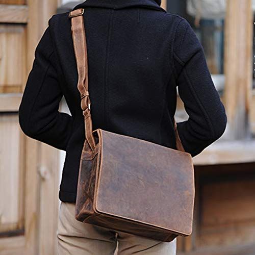 Sac Gibecière de travail Visconti en cuir véritable, idéal pour professionnels modernes, design élégant avec laiton antique, pratique et spacieux, idée cadeau parfaite.