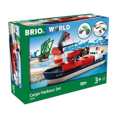 Circuit de train en bois Brio Portuaire avec pont levant et grue magnétique pour développement créatif et éducatif des enfants.