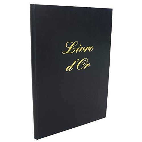 Livre d'or haut de gamme en cuir avec bordure dorée, fabriqué en France, pour événements spéciaux