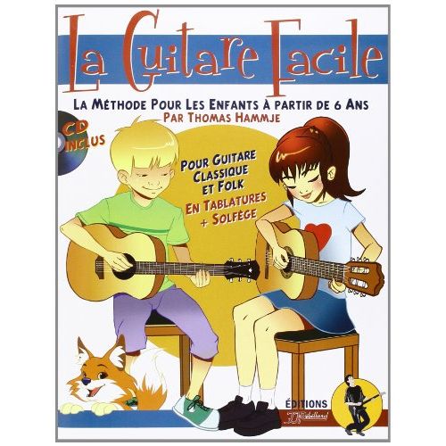 Méthode d'apprentissage de guitare pour enfants avec CD inclus, idéale pour débutants.