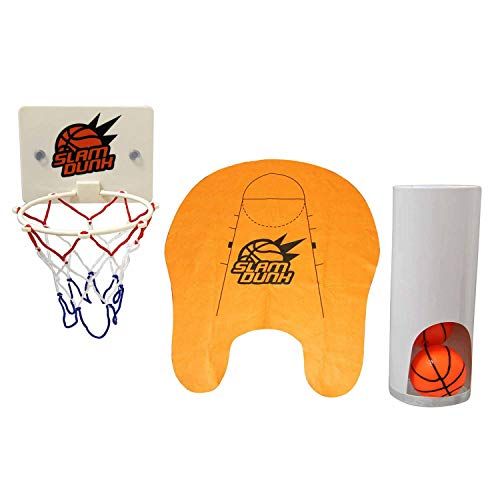 Jeu de basket pour WC avec panier et ballons pour divertissement toilettes