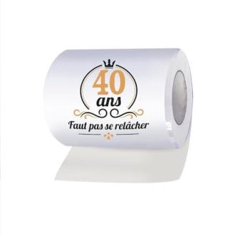 Rouleau papier toilette humoristique anniversaire 40 ans avec messages imprimés pour quarantaine.