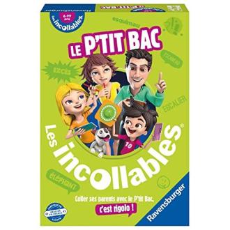 Famille jouant avec le jeu de société Le Petit Bac des Incollables, version innovante et éducative, parfaite pour l'apprentissage et la créativité.