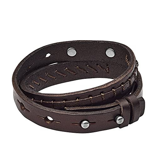 Bracelet en cuir marron vintage Fossil pour homme dans écrin