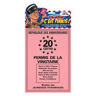 Permis humoristique des 20 ans - idée cadeau originale et personnalisable - effet de surprise garanti !