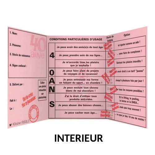 Permis de la quarantaine - Carte d'anniversaire humoristique pour les 40 ans d'un proche.