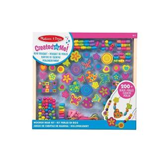 Kit de fabrication de bijoux en perles en bois pour enfants avec motifs cœur et papillon