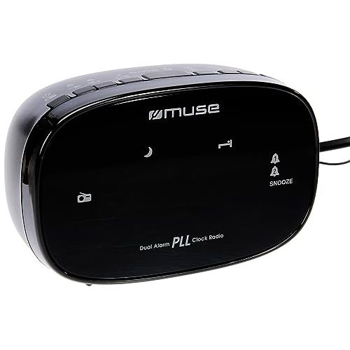 Radio réveil Muse moderne avec afficheur LED ambre et radio intégrée pour réveils doux et lumineux.