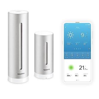 Station météo Netatmo avec alerte en temps réel, mesure température, humidité, qualité de l'air, connectée iPhone et Android, cadeau technologique original.