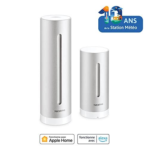 Station météo Netatmo avec alerte en temps réel, mesure température, humidité, qualité de l'air, connectée iPhone et Android, cadeau technologique original.